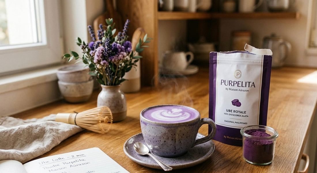 Préparation de l'Ube Halaya traditionnel avec la poudre d'Ube Royale Purpelita.