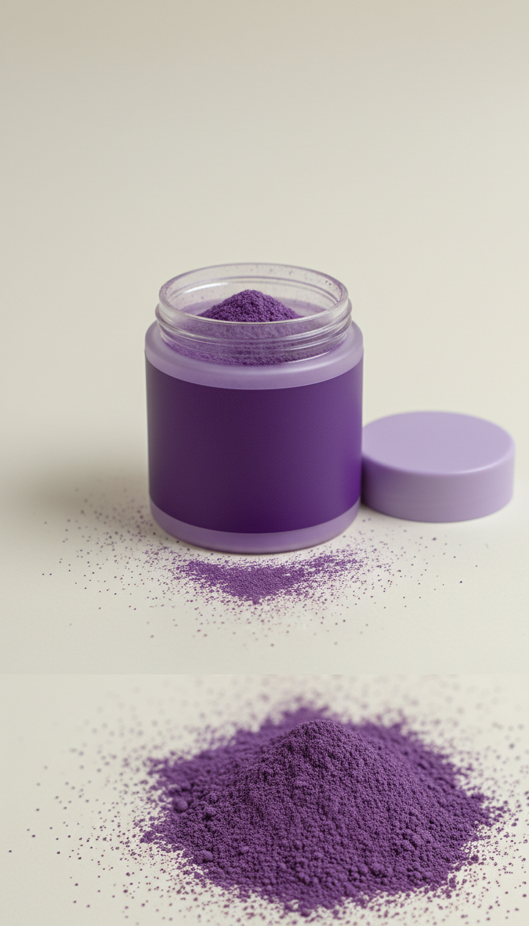 Poudre d’ube fine en pot opaque